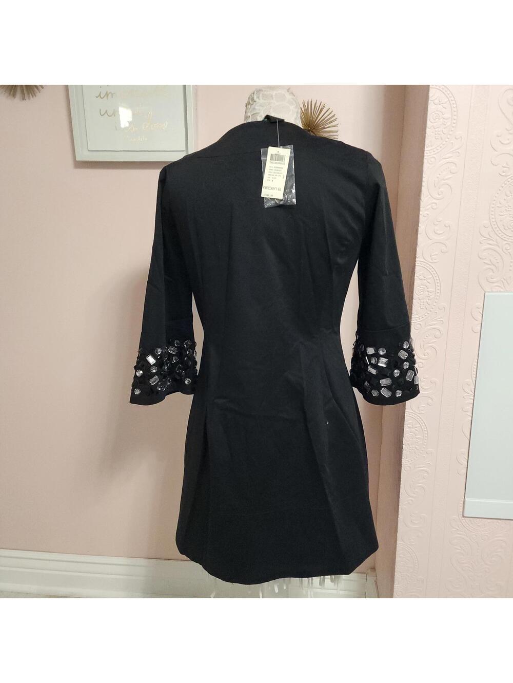 NWT Arden B Black Bling Rhinestone Embellished Jacket Coat M Cotton Stretch